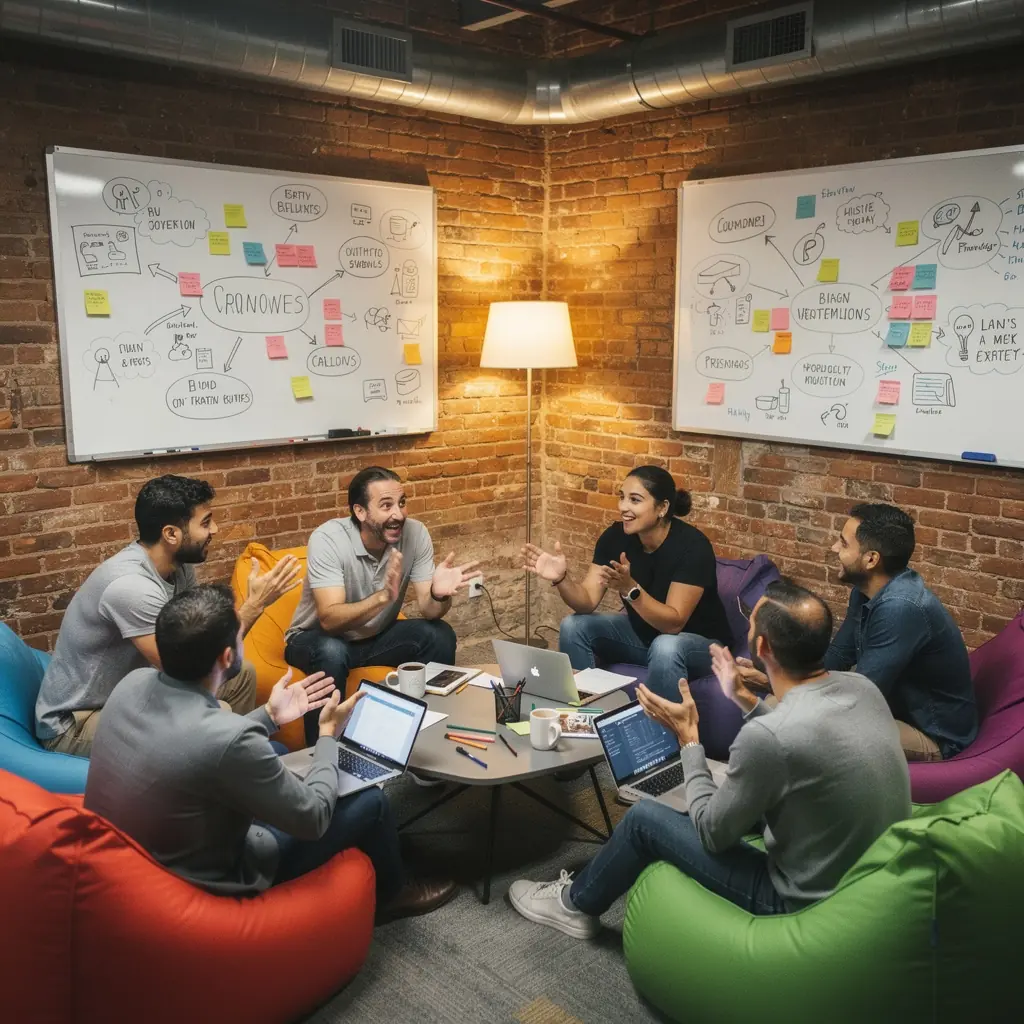 Nowoczesne wnętrze biura z przestrzenią do cichej pracy i skupienia.